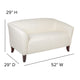 Ivory |#| Ivory LeatherSoft Loveseat-Cherry Wood Feet - Reception or Home Office Seating