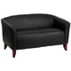 Black |#| Black LeatherSoft Loveseat w/Cherry Wood Feet - Reception or Home Office Seating