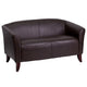 Brown |#| Brown LeatherSoft Loveseat w/Cherry Wood Feet - Reception or Home Office Seating