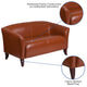 Cognac |#| Cognac LeatherSoft Loveseat w/ Cherry Wood Feet - Lobby or Home Office Seating