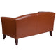 Cognac |#| Cognac LeatherSoft Loveseat w/ Cherry Wood Feet - Lobby or Home Office Seating