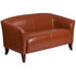 HERCULES Imperial Series LeatherSoft Loveseat with Cherry Wood Feet