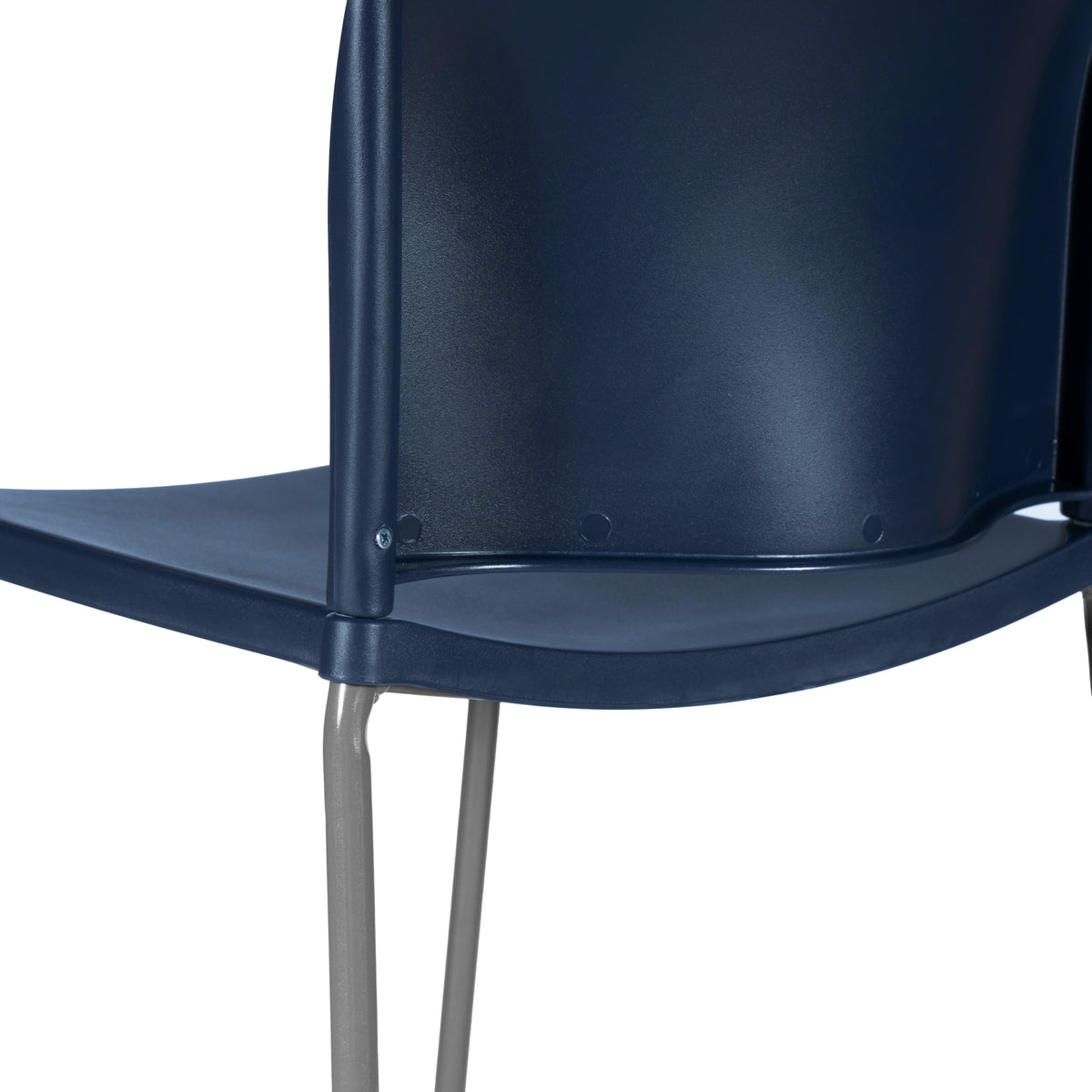 Navy Plastic/Gray Frame |#| Commercial Plastic Stack Chair with Contoured Back and Sled Base in Navy