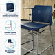 Navy Plastic/Gray Frame |#| Commercial Plastic Stack Barstool with Contoured Back and Sled Base in Navy