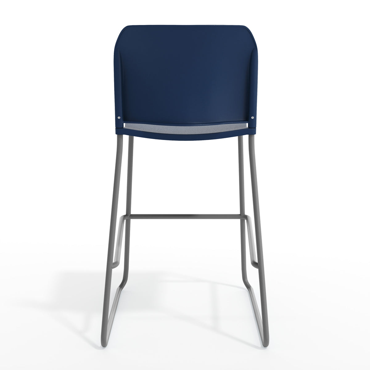 Navy Plastic/Gray Frame |#| Commercial Plastic Stack Barstool with Contoured Back and Sled Base in Navy