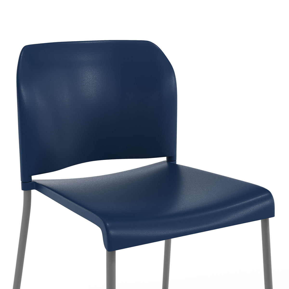 Navy Plastic/Gray Frame |#| Commercial Plastic Stack Barstool with Contoured Back and Sled Base in Navy