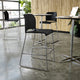 Black Plastic/Chrome Frame |#| Commercial Plastic Stack Barstool with Contoured Back and Sled Base in Black