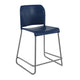 Navy Plastic/Gray Frame |#| Commercial Plastic Stack Stool with Contoured Back and Sled Base in Navy