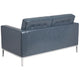 Gray |#| Button Tufted Gray LeatherSoft Loveseat w/Integrated Stainless Steel Frame