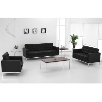 HERCULES Lacey Series Contemporary Button Tufted LeatherSoft Loveseat with Integrated Stainless Steel Frame - View 2