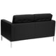 Black |#| Button Tufted Black LeatherSoft Loveseat w/Integrated Stainless Steel Frame