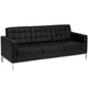 Black |#| Button Tufted Black LeatherSoft Sofa with Integrated Stainless Steel Frame