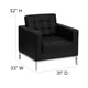 Black |#| Button Tufted Black LeatherSoft Chair with Integrated Stainless Steel Frame