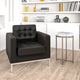 Black |#| Button Tufted Black LeatherSoft Chair with Integrated Stainless Steel Frame