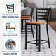 Natural Wood Seat/Black Metal Frame |#| Commercial Ladder Back Black Metal Counter Stool - Natural Wood Seat