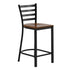 Cherry Wood Seat/Black Metal Frame |#| Commercial Ladder Back Black Metal Counter Stool - Cherry Wood Seat