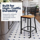 Natural Wood Seat/Black Metal Frame |#| Commercial Ladder Back Black Metal Counter Stool - Natural Wood Seat