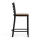 Cherry Wood Seat/Black Metal Frame |#| Commercial Ladder Back Black Metal Counter Stool - Cherry Wood Seat
