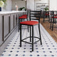 Red Vinyl Seat/Black Metal Frame |#| Commercial Ladder Back Black Metal Counter Stool - Red Vinyl Seat