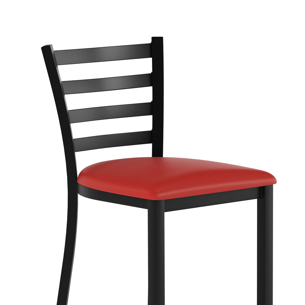 Red Vinyl Seat/Black Metal Frame |#| Commercial Ladder Back Black Metal Counter Stool - Red Vinyl Seat