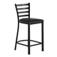 Black Vinyl Seat/Black Metal Frame |#| Commercial Ladder Back Black Metal Counter Stool - Black Vinyl Seat
