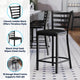 Black Vinyl Seat/Black Metal Frame |#| Commercial Ladder Back Black Metal Counter Stool - Black Vinyl Seat