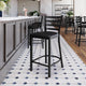 Black Vinyl Seat/Black Metal Frame |#| Commercial Ladder Back Black Metal Counter Stool - Black Vinyl Seat