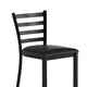 Black Vinyl Seat/Black Metal Frame |#| Commercial Ladder Back Black Metal Counter Stool - Black Vinyl Seat