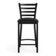 Black Vinyl Seat/Black Metal Frame |#| Commercial Ladder Back Black Metal Counter Stool - Black Vinyl Seat