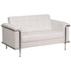 Melrose White |#| Contemporary White LeatherSoft Double Stitch Detail Loveseat w/Encasing Frame