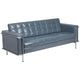 Gray |#| Contemporary Gray LeatherSoft Double Stitch Detail Sofa with Encasing Frame