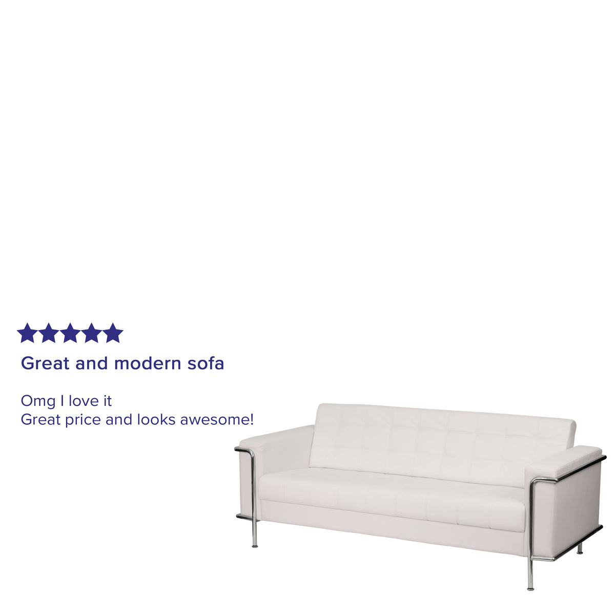 Melrose White |#| Contemporary White LeatherSoft Double Stitch Detail Sofa with Encasing Frame