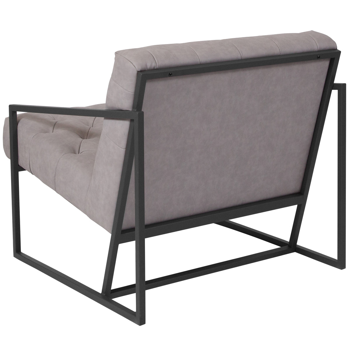 Retro Light Gray |#| Retro Lt Gray LeatherSoft Tufted Lounge Chair w/ Integrated Frame & Slanted Arms