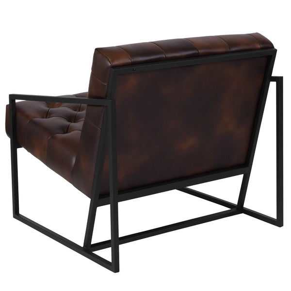 Bomber Jacket |#| Bomber Jacket LeatherSoft Tufted Lounge Chair w/ Integrated Frame & Slanted Arms