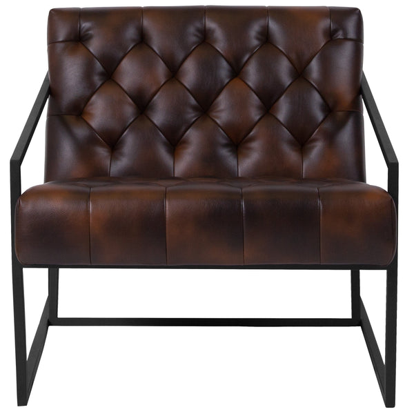 Bomber Jacket |#| Bomber Jacket LeatherSoft Tufted Lounge Chair w/ Integrated Frame & Slanted Arms