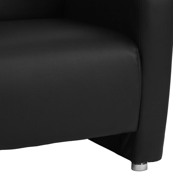 Black |#| Black LeatherSoft Chair with Extended Panel Arms - Reception and Lounge Seating