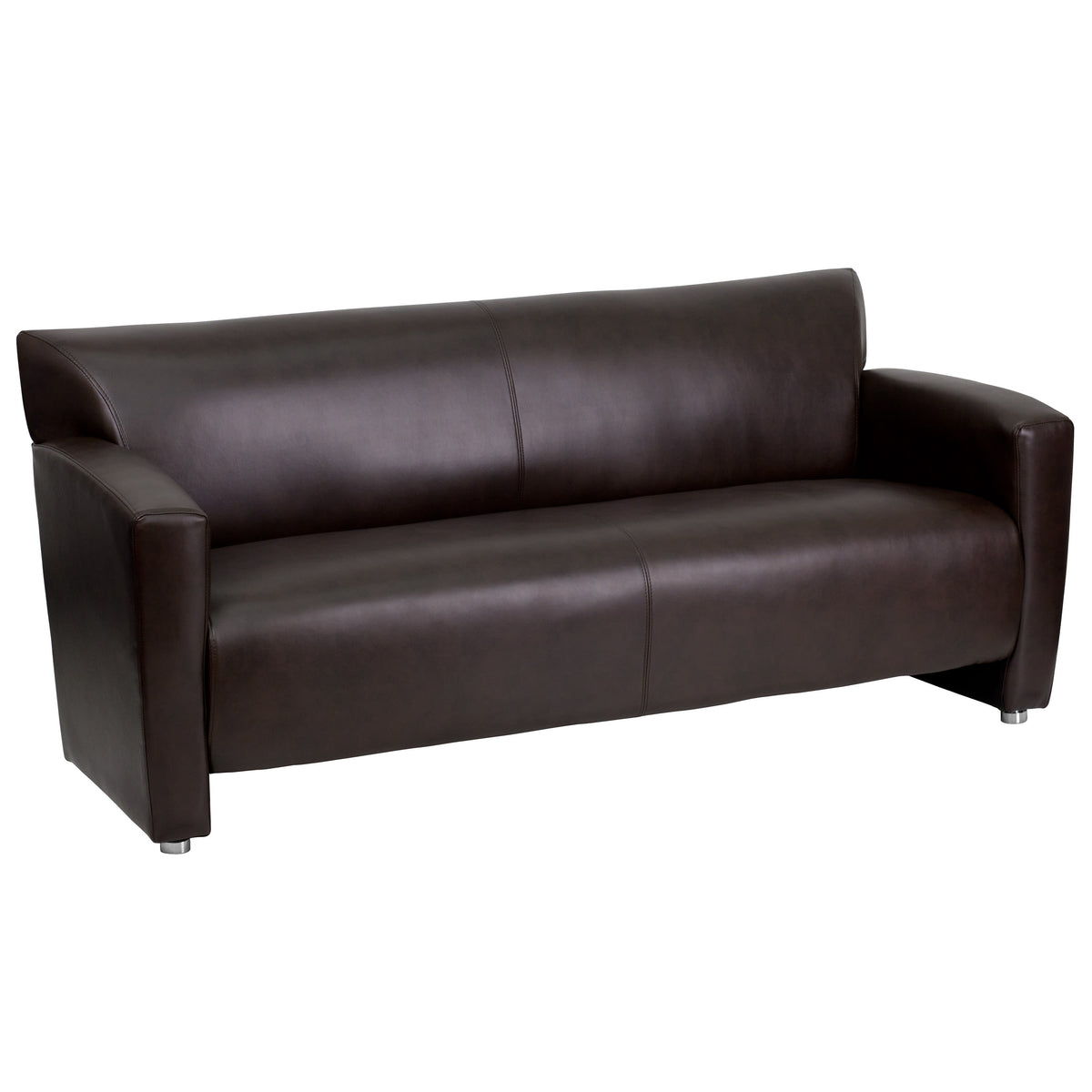 Brown |#| Brown LeatherSoft Sofa with Extended Panel Arms - Reception and Lounge Seating