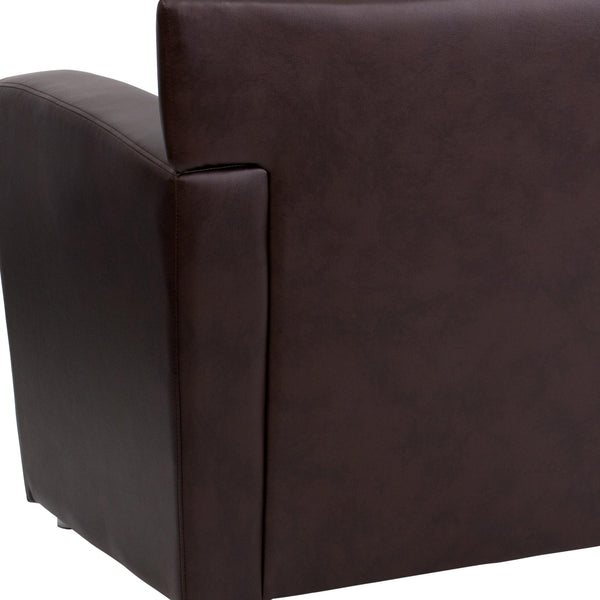 Brown |#| Brown LeatherSoft Sofa with Extended Panel Arms - Reception and Lounge Seating