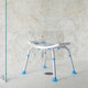 Padded Shower Stool w/ Adjustable Height, Non-Slip Feet and Seat Pad in Wht/Blue