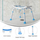 Padded Shower Stool w/ Adjustable Height, Non-Slip Feet and Seat Pad in Wht/Blue