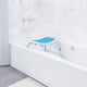 Padded Shower Stool w/ Adjustable Height, Non-Slip Feet and Seat Pad in Wht/Blue