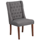 Gray Fabric |#| Gray Fabric Upholstered Button Tufted Parsons Chair with Side Panel Detail