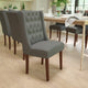 Gray Fabric |#| Gray Fabric Upholstered Button Tufted Parsons Chair with Side Panel Detail