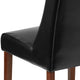 Black LeatherSoft |#| Black LeatherSoft Upholstered Button Tufted Parsons Chair with Side Panel Detail