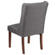 Gray Fabric |#| Gray Fabric Upholstered Button Tufted Parsons Chair with Side Panel Detail