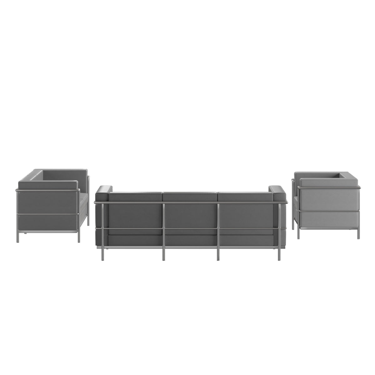 Gray |#| Gray LeatherSoft Reception Set with Double Bar Encasing Frame
