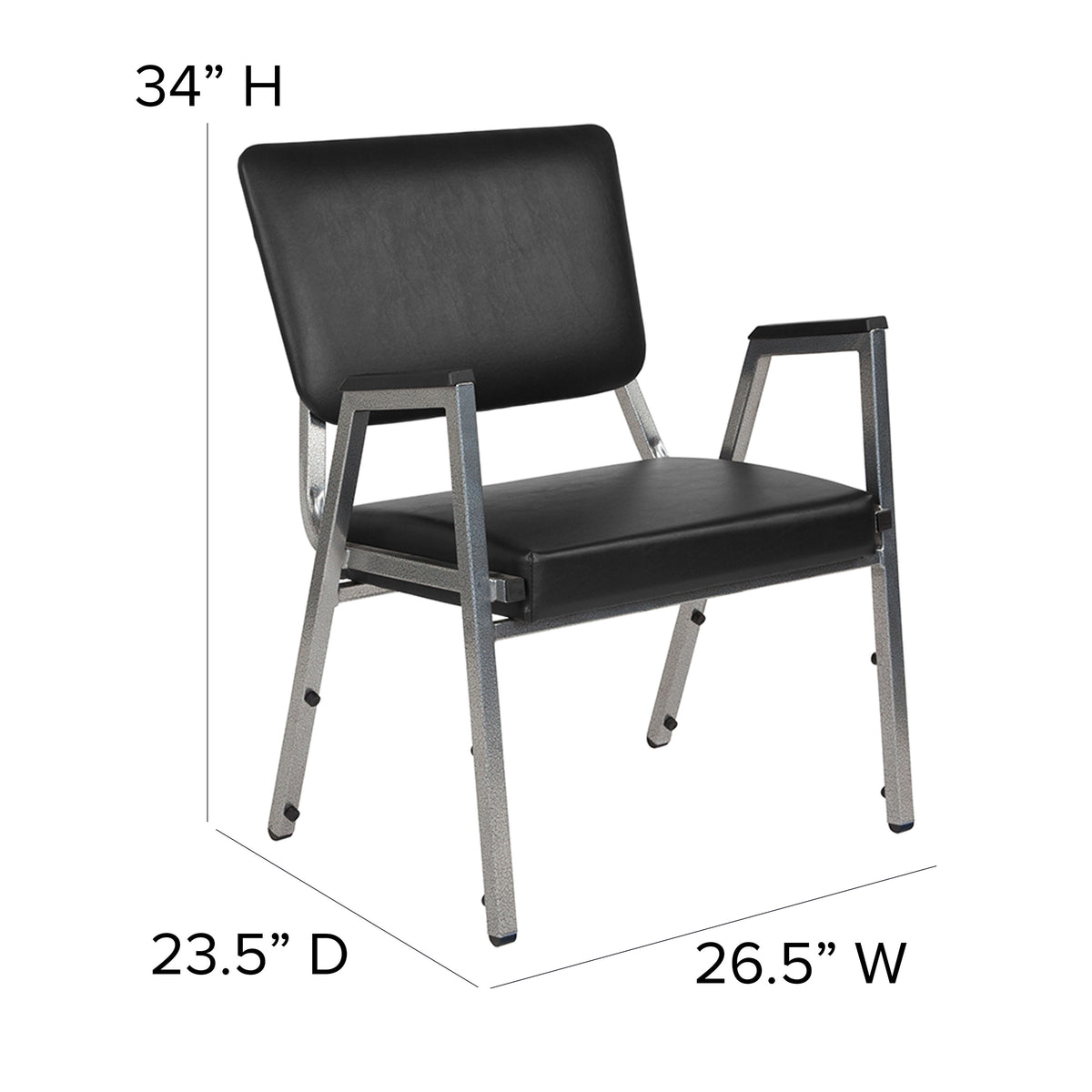 Black Vinyl |#| 1000 lb. Rated Black Antimicrobial Vinyl Bariatric Medical Reception Arm Chair