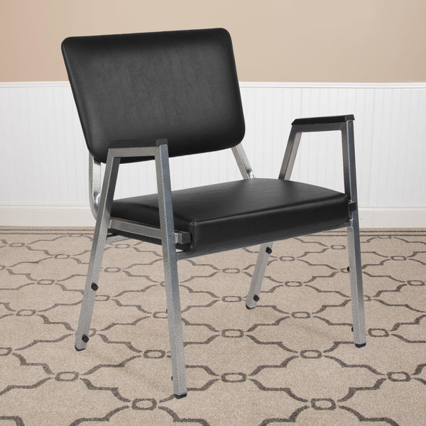 Black Vinyl |#| 1000 lb. Rated Black Antimicrobial Vinyl Bariatric Medical Reception Arm Chair