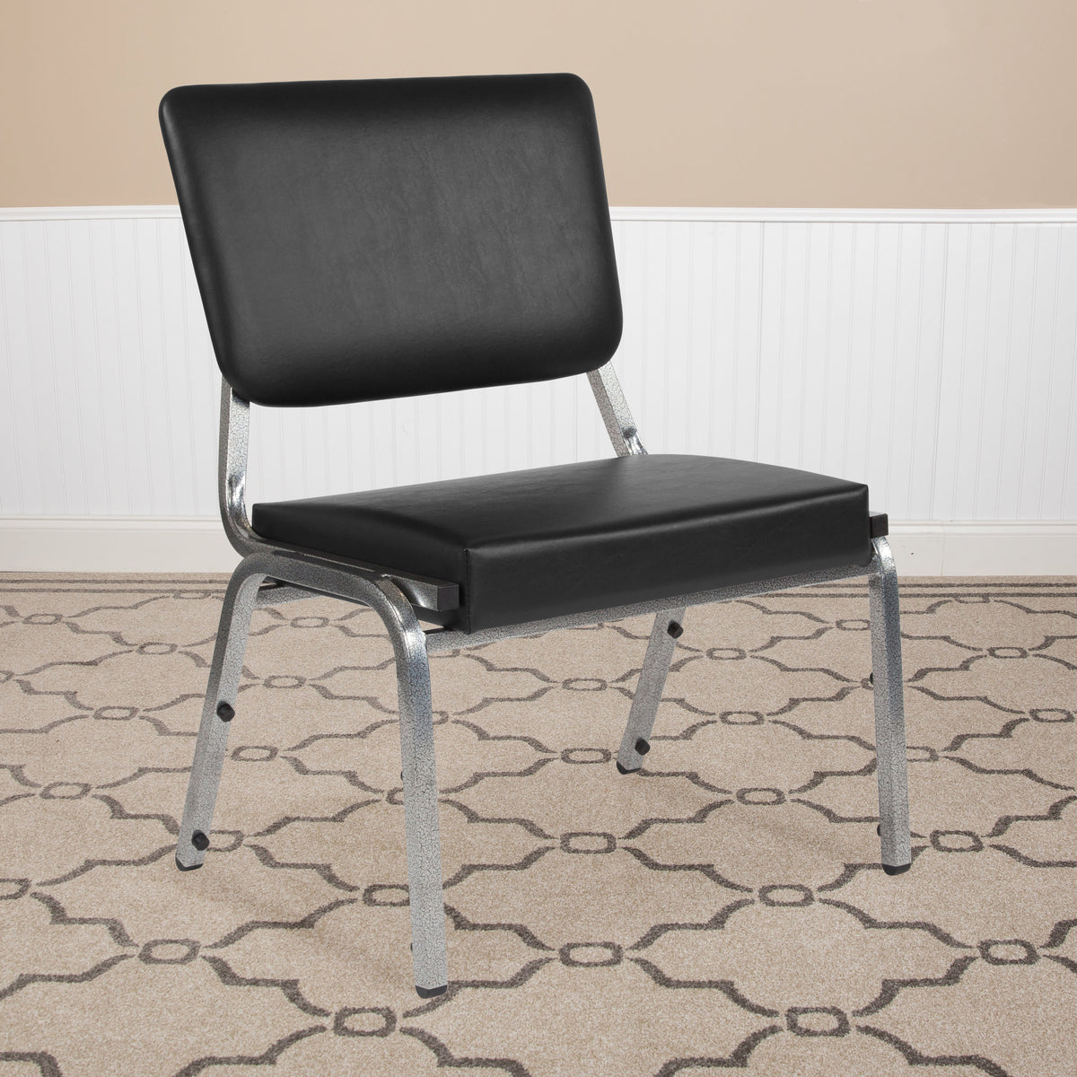 Black Vinyl |#| 1000 lb. Rated Black Antimicrobial Vinyl Bariatric Medical Reception Chair