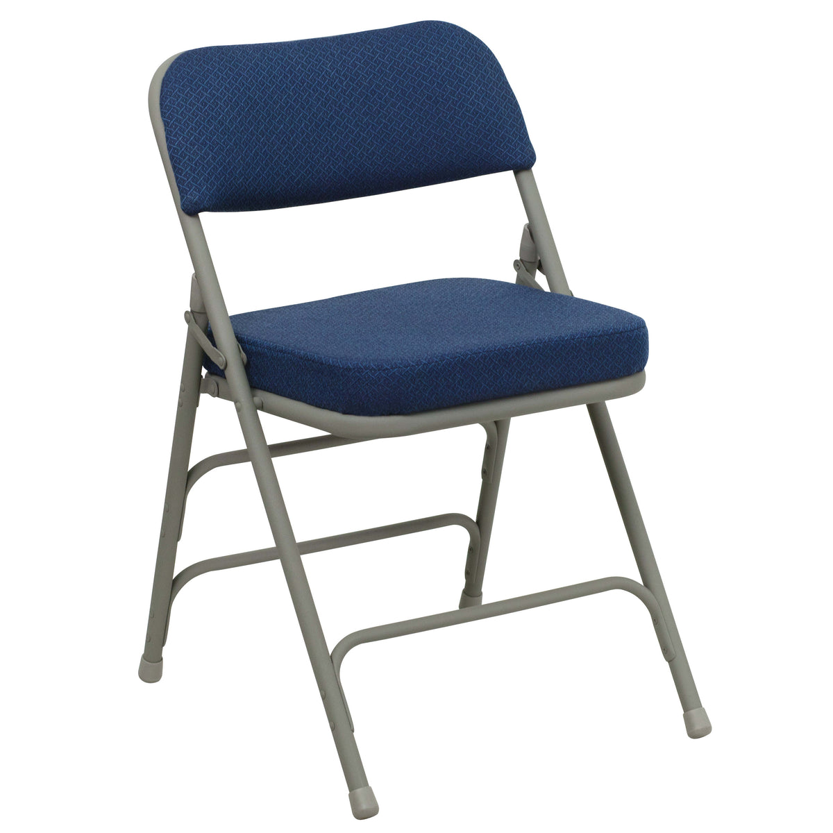 Navy Fabric/Gray Frame |#| 18.5inchW Premium Curved Triple Braced Navy Blue Fabric Metal Folding Chair